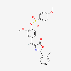 molecular formula C25H21NO7S B4757905 2-methoxy-4-{[2-(2-methylphenyl)-5-oxo-1,3-oxazol-4(5H)-ylidene]methyl}phenyl 4-methoxybenzenesulfonate 