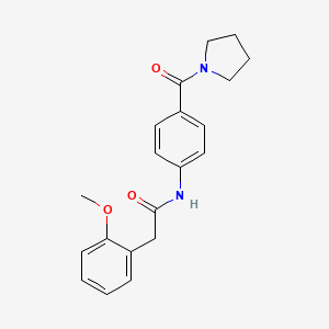 molecular formula C20H22N2O3 B4757922 2-(2-methoxyphenyl)-N-[4-(1-pyrrolidinylcarbonyl)phenyl]acetamide 