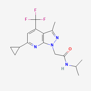 molecular formula C16H19F3N4O B4757938 2-[6-cyclopropyl-3-methyl-4-(trifluoromethyl)-1H-pyrazolo[3,4-b]pyridin-1-yl]-N-isopropylacetamide 