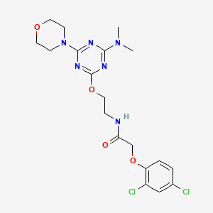 molecular formula C19H24Cl2N6O4 B4757992 2-(2,4-dichlorophenoxy)-N-(2-{[4-(dimethylamino)-6-(4-morpholinyl)-1,3,5-triazin-2-yl]oxy}ethyl)acetamide 