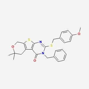 3-benzyl-2-[(4-methoxybenzyl)thio]-6,6-dimethyl-3,5,6,8-tetrahydro-4H-pyrano[4',3':4,5]thieno[2,3-d]pyrimidin-4-one