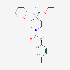 molecular formula C23H34N2O4 B4758037 ethyl 1-{[(3,4-dimethylphenyl)amino]carbonyl}-4-(tetrahydro-2H-pyran-2-ylmethyl)-4-piperidinecarboxylate 