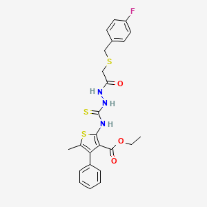 molecular formula C24H24FN3O3S3 B4758052 ethyl 2-{[(2-{[(4-fluorobenzyl)thio]acetyl}hydrazino)carbonothioyl]amino}-5-methyl-4-phenyl-3-thiophenecarboxylate 