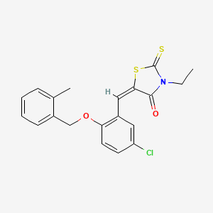 molecular formula C20H18ClNO2S2 B4758074 5-{5-chloro-2-[(2-methylbenzyl)oxy]benzylidene}-3-ethyl-2-thioxo-1,3-thiazolidin-4-one 