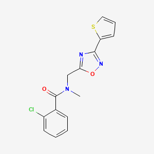 molecular formula C15H12ClN3O2S B4758080 2-chloro-N-methyl-N-{[3-(2-thienyl)-1,2,4-oxadiazol-5-yl]methyl}benzamide 