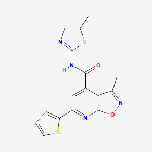 molecular formula C16H12N4O2S2 B4758090 3-methyl-N-(5-methyl-1,3-thiazol-2-yl)-6-(2-thienyl)isoxazolo[5,4-b]pyridine-4-carboxamide 