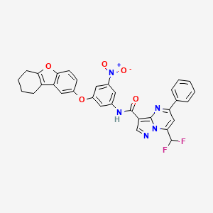 molecular formula C32H23F2N5O5 B4758096 7-(difluoromethyl)-N-[3-nitro-5-(6,7,8,9-tetrahydrodibenzo[b,d]furan-2-yloxy)phenyl]-5-phenylpyrazolo[1,5-a]pyrimidine-3-carboxamide 