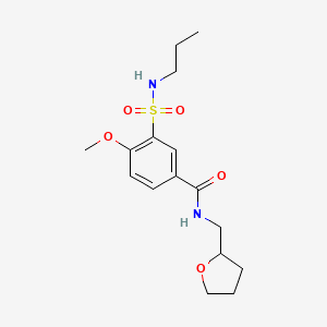 molecular formula C16H24N2O5S B4758122 4-methoxy-3-[(propylamino)sulfonyl]-N-(tetrahydro-2-furanylmethyl)benzamide 