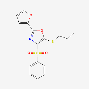 molecular formula C16H15NO4S2 B4758132 2-(2-furyl)-4-(phenylsulfonyl)-5-(propylthio)-1,3-oxazole 