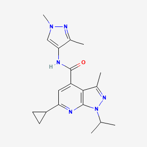 molecular formula C19H24N6O B4758134 6-cyclopropyl-N-(1,3-dimethyl-1H-pyrazol-4-yl)-1-isopropyl-3-methyl-1H-pyrazolo[3,4-b]pyridine-4-carboxamide 