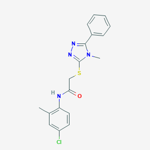 molecular formula C18H17ClN4OS B475815 N-(4-chloro-2-methylphenyl)-2-[(4-methyl-5-phenyl-4H-1,2,4-triazol-3-yl)sulfanyl]acetamide CAS No. 665016-93-3