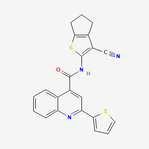molecular formula C22H15N3OS2 B4758155 N-(3-cyano-5,6-dihydro-4H-cyclopenta[b]thien-2-yl)-2-(2-thienyl)-4-quinolinecarboxamide 
