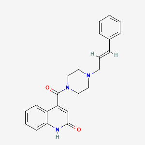molecular formula C23H23N3O2 B4758266 4-{[4-(3-phenyl-2-propen-1-yl)-1-piperazinyl]carbonyl}-2(1H)-quinolinone 