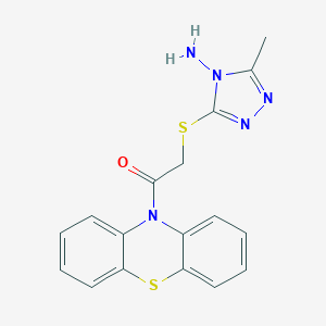 molecular formula C17H15N5OS2 B475830 2-[(4-amino-5-methyl-4H-1,2,4-triazol-3-yl)sulfanyl]-1-(10H-phenothiazin-10-yl)ethanone CAS No. 540499-68-1