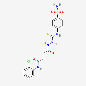 molecular formula C17H18ClN5O4S2 B4758319 4-[2-({[4-(aminosulfonyl)phenyl]amino}carbonothioyl)hydrazino]-N-(2-chlorophenyl)-4-oxobutanamide 