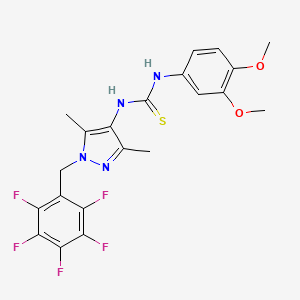 molecular formula C21H19F5N4O2S B4758330 N-(3,4-dimethoxyphenyl)-N'-[3,5-dimethyl-1-(pentafluorobenzyl)-1H-pyrazol-4-yl]thiourea 