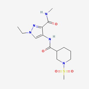 molecular formula C14H23N5O4S B4758366 N-{1-ethyl-3-[(methylamino)carbonyl]-1H-pyrazol-4-yl}-1-(methylsulfonyl)-3-piperidinecarboxamide 