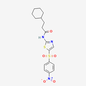 molecular formula C18H21N3O5S2 B4758396 3-cyclohexyl-N-{5-[(4-nitrophenyl)sulfonyl]-1,3-thiazol-2-yl}propanamide 