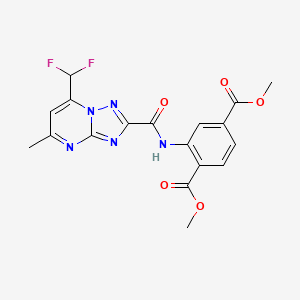 molecular formula C18H15F2N5O5 B4758424 dimethyl 2-({[7-(difluoromethyl)-5-methyl[1,2,4]triazolo[1,5-a]pyrimidin-2-yl]carbonyl}amino)terephthalate 