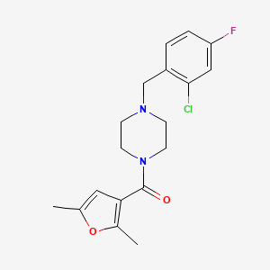 molecular formula C18H20ClFN2O2 B4758457 1-(2-chloro-4-fluorobenzyl)-4-(2,5-dimethyl-3-furoyl)piperazine 