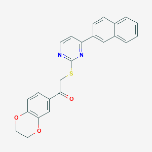 molecular formula C24H18N2O3S B4758526 1-(2,3-dihydro-1,4-benzodioxin-6-yl)-2-{[4-(2-naphthyl)-2-pyrimidinyl]thio}ethanone 