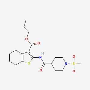 molecular formula C19H28N2O5S2 B4758551 propyl 2-({[1-(methylsulfonyl)-4-piperidinyl]carbonyl}amino)-4,5,6,7-tetrahydro-1-benzothiophene-3-carboxylate 
