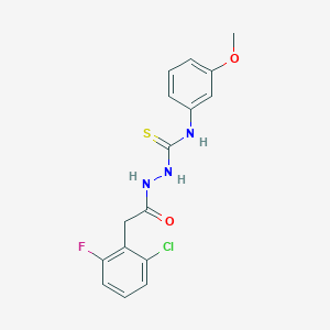 molecular formula C16H15ClFN3O2S B4758567 2-[(2-chloro-6-fluorophenyl)acetyl]-N-(3-methoxyphenyl)hydrazinecarbothioamide 