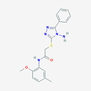 molecular formula C18H19N5O2S B475858 2-[(4-amino-5-phenyl-4H-1,2,4-triazol-3-yl)sulfanyl]-N-(2-methoxy-5-methylphenyl)acetamide CAS No. 577963-16-7