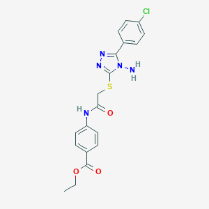 molecular formula C19H18ClN5O3S B475860 ethyl 4-[({[4-amino-5-(4-chlorophenyl)-4H-1,2,4-triazol-3-yl]sulfanyl}acetyl)amino]benzoate CAS No. 665017-44-7