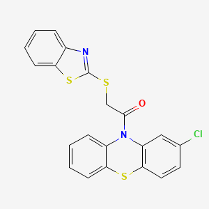 molecular formula C21H13ClN2OS3 B4758600 10-[(1,3-benzothiazol-2-ylthio)acetyl]-2-chloro-10H-phenothiazine 
