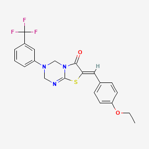 molecular formula C21H18F3N3O2S B4758647 7-(4-ethoxybenzylidene)-3-[3-(trifluoromethyl)phenyl]-3,4-dihydro-2H-[1,3]thiazolo[3,2-a][1,3,5]triazin-6(7H)-one CAS No. 6608-56-6