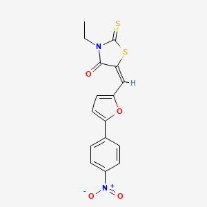 molecular formula C16H12N2O4S2 B4758649 3-ethyl-5-{[5-(4-nitrophenyl)-2-furyl]methylene}-2-thioxo-1,3-thiazolidin-4-one 