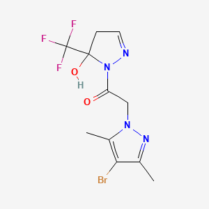 molecular formula C11H12BrF3N4O2 B4758657 1-[(4-bromo-3,5-dimethyl-1H-pyrazol-1-yl)acetyl]-5-(trifluoromethyl)-4,5-dihydro-1H-pyrazol-5-ol 