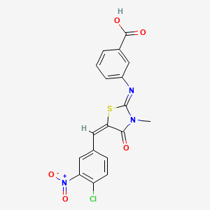 molecular formula C18H12ClN3O5S B4758672 3-{[5-(4-chloro-3-nitrobenzylidene)-3-methyl-4-oxo-1,3-thiazolidin-2-ylidene]amino}benzoic acid 