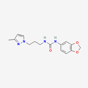 molecular formula C15H18N4O3 B4758681 N-1,3-benzodioxol-5-yl-N'-[3-(3-methyl-1H-pyrazol-1-yl)propyl]urea 