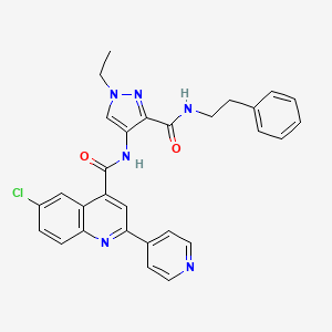 6-chloro-N-(1-ethyl-3-{[(2-phenylethyl)amino]carbonyl}-1H-pyrazol-4-yl)-2-(4-pyridinyl)-4-quinolinecarboxamide
