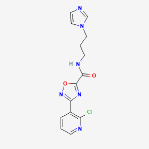 molecular formula C14H13ClN6O2 B4758726 3-(2-chloropyridin-3-yl)-N-[3-(1H-imidazol-1-yl)propyl]-1,2,4-oxadiazole-5-carboxamide 