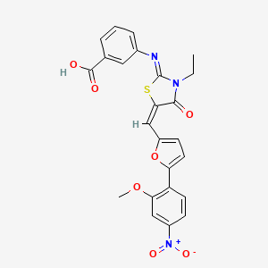 molecular formula C24H19N3O7S B4758760 3-[(3-ethyl-5-{[5-(2-methoxy-4-nitrophenyl)-2-furyl]methylene}-4-oxo-1,3-thiazolidin-2-ylidene)amino]benzoic acid 