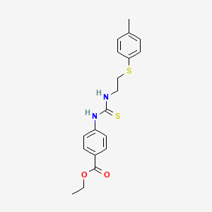 molecular formula C19H22N2O2S2 B4758768 ethyl 4-{[({2-[(4-methylphenyl)thio]ethyl}amino)carbonothioyl]amino}benzoate 