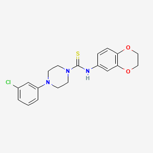 molecular formula C19H20ClN3O2S B4758780 4-(3-chlorophenyl)-N-(2,3-dihydro-1,4-benzodioxin-6-yl)-1-piperazinecarbothioamide 