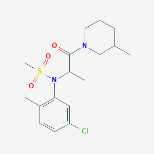 molecular formula C17H25ClN2O3S B4758821 N-(5-chloro-2-methylphenyl)-N-[1-methyl-2-(3-methyl-1-piperidinyl)-2-oxoethyl]methanesulfonamide 