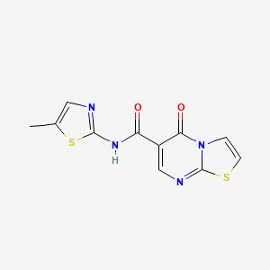 molecular formula C11H8N4O2S2 B4758823 N-(5-methyl-1,3-thiazol-2-yl)-5-oxo-5H-[1,3]thiazolo[3,2-a]pyrimidine-6-carboxamide 