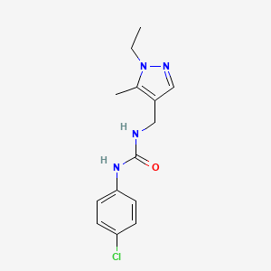 molecular formula C14H17ClN4O B4758862 N-(4-chlorophenyl)-N'-[(1-ethyl-5-methyl-1H-pyrazol-4-yl)methyl]urea 