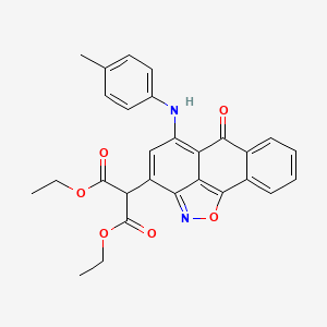 molecular formula C28H24N2O6 B4758871 diethyl {5-[(4-methylphenyl)amino]-6-oxo-6H-anthra[1,9-cd]isoxazol-3-yl}malonate 