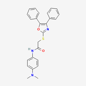 molecular formula C25H23N3O2S B4758889 N-[4-(dimethylamino)phenyl]-2-[(4,5-diphenyl-1,3-oxazol-2-yl)thio]acetamide 