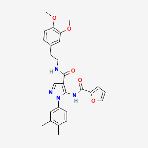molecular formula C27H28N4O5 B4758893 N-[2-(3,4-dimethoxyphenyl)ethyl]-1-(3,4-dimethylphenyl)-5-(2-furoylamino)-1H-pyrazole-4-carboxamide 