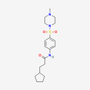 molecular formula C19H29N3O3S B4758908 3-cyclopentyl-N-{4-[(4-methyl-1-piperazinyl)sulfonyl]phenyl}propanamide 