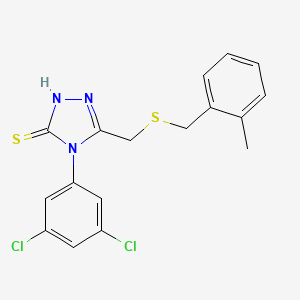 molecular formula C17H15Cl2N3S2 B4758923 4-(3,5-dichlorophenyl)-5-{[(2-methylbenzyl)thio]methyl}-4H-1,2,4-triazole-3-thiol 