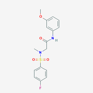 molecular formula C16H17FN2O4S B475894 2-[(4-fluorophenyl)sulfonyl-methylamino]-N-(3-methoxyphenyl)acetamide CAS No. 665017-82-3