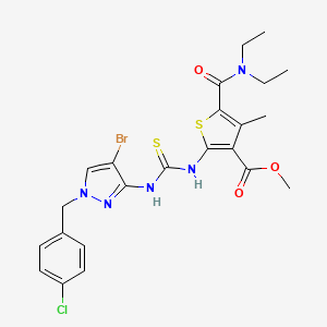 molecular formula C23H25BrClN5O3S2 B4758963 methyl 2-[({[4-bromo-1-(4-chlorobenzyl)-1H-pyrazol-3-yl]amino}carbonothioyl)amino]-5-[(diethylamino)carbonyl]-4-methyl-3-thiophenecarboxylate 